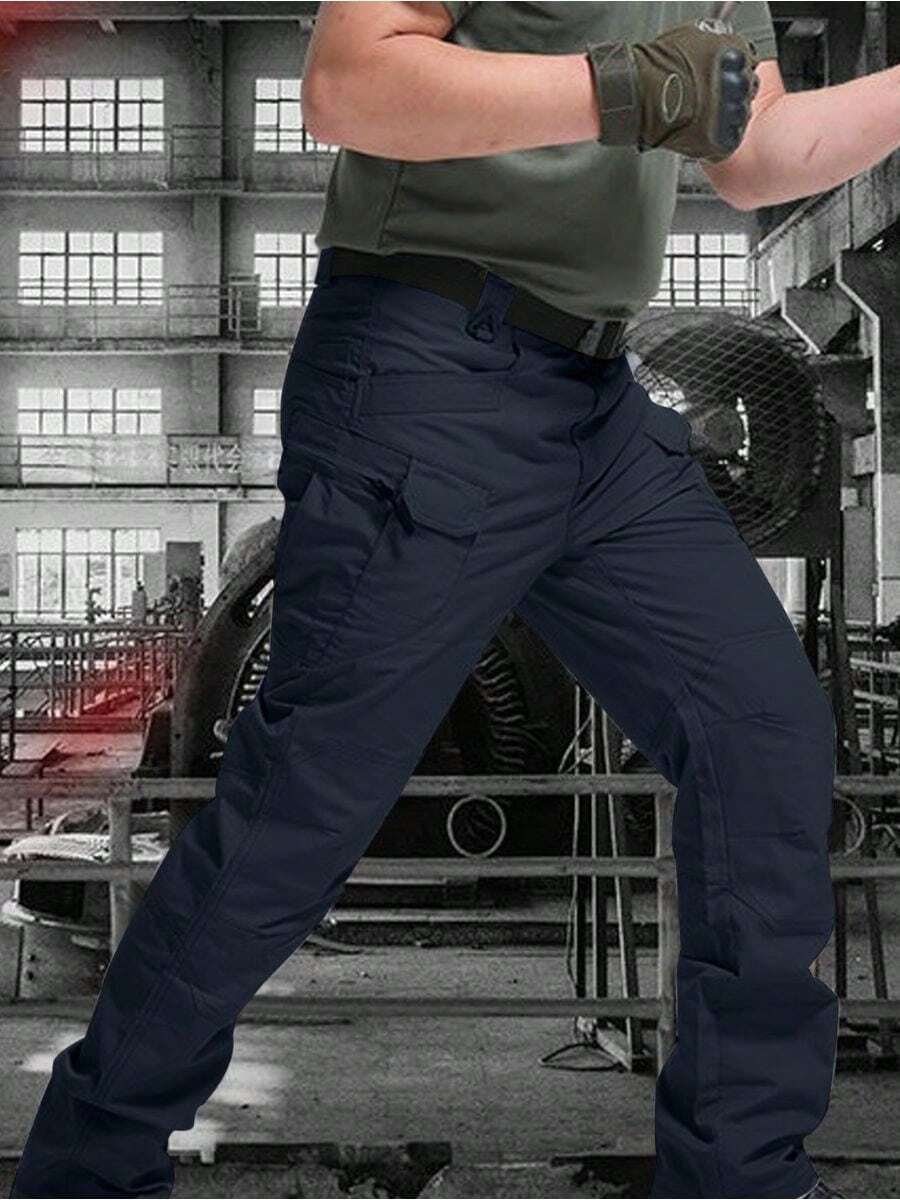 Pantalones Tácticos Impermeables de 10 bolsillos  bolsillos dobles profundos y bolsillos delanteros pequeños - Azul Marino - Ver 1