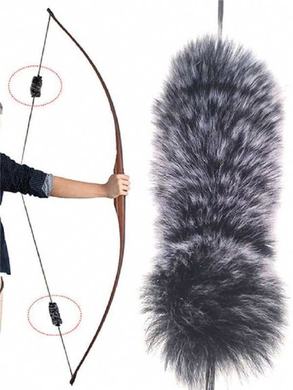 2pcs/4pcs Outdoor Hunting Archery Accessories, Realistic Rabbit Fur Shock Absorber, 1 Pair/2 Pair Fur Puffs Available, Suitable For Traditional Bow & Recurve Bow, Bow String Silencer Archery Supplies