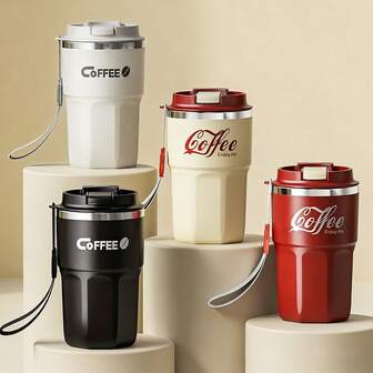 1 pieza Botella de agua térmica aislada de 400/480ML, taza de agua/café de acero inoxidable 304 con tapa, botella de bebida resistente al calor de doble pared, taza de agua/café portátil a prueba de fugas, adecuada para estudiantes y adultos en el hogar, la escuela, la residencia, la oficina, campamentos al aire libre, picnics, viajes, vuelta al colegio