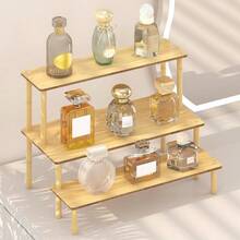 Display Riser Stand, 3 Tier Cologne Organizer Men Wood Perfume Organizer Women Cupcake Stand Holder Spice Shelf Rack Tabletop Figures, Dessert, Candles, Skincare - Tự nhiên + 3 tầng - Xem 1