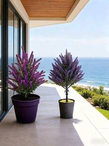 1 Artificial Lavender Plant, Artificial Flower, Ground Insert Type, No Flowerpot, All-Season Home Decoration, Indoor Decoration, Outdoor Courtyard Decoration, Garden Potted Plant, Flower Arrangement, Landscape Beautification. - Multicolor - View 2