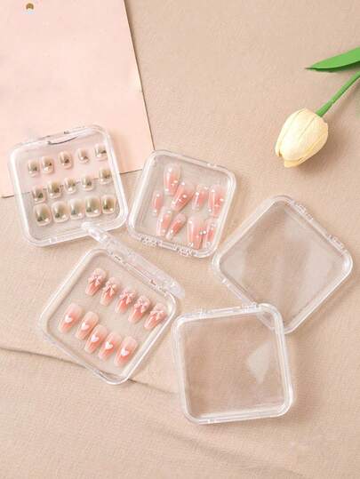 10 piezas Caja de almacenamiento de uñas transparente, Caja de almacenamiento de arte de uñas de gran capacidad, Caja de arte de uñas portátil de tipo empuje, Caja de exhibición de uñas postizas, Caja de embalaje de arte de uñas, Accesorios de almacenamiento de viaje, Adecuado para manicura, cuentas DIY y herramientas de arte de uñas, Regalos para mujeres, Regalos de vacaciones, Regalos de Navidad.