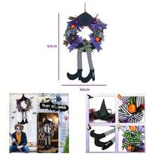 PUBMALL Guirnalda De Halloween para La Puerta Delantera, Coronas de Pierna de Bruja, para Decoraciones de Halloween - Multicolor - Ver 1