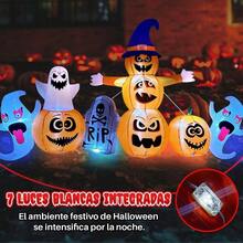 1.8M Calabaza Inflable Decoracin de Halloween, Lindo Decoracin Inflable con el Cuerpo del Crneo y con Luces para Halloween Al Aire Libre Interior del Partido Jardn Csped - 2.7M - Calabaza Fantasma Lápida - Ver 4
