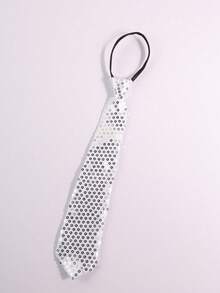 1 corbata de hombre, corbata de lentejuelas de unicolor, de moda y versátil, adecuada para combinar con camisas de uniforme, celebraciones, corbatas casuales y ropa de actuación