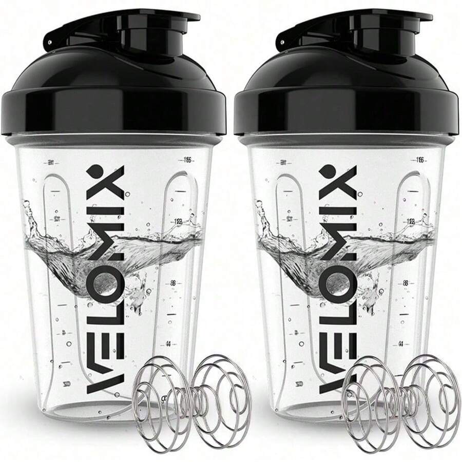 2 Pack 20oz Shaker Bottles With Stainless Steel Balls, Leakproof Odor Resistant For Protein Shakes, Gym & Travel, Durable For Daily Use, Easy To Clean, Perfect For Fitness Enthusiasts, Halloween Gift For Athletes, Essential Workout Accessories - Xóa Prime - Xem 1