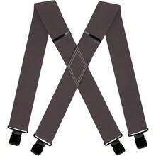 Heavy Duty Suspenders Big And Tall X Shape 4 Strong Clips Suspender - Coffee + One Size - View 1