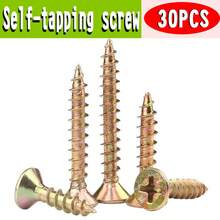 براغي خشب برونزية مطلية بالإيبوكسي مقاومة للصدأ M3.5 بكميات كبيرة - خشنة السن، رأس مسطح، مثالية لأرضيات الأخشاب والمشاريع الخشبية والبناء - الذهبي - مشاهدة 1