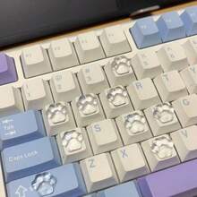40 Stücke transparente Katzenpfoten Tastatur Aufkleber, 3D Katzenpfoten Tastatur Aufkleber, Nagelschutz, Gaming Tastatur Aufkleber, DIY stereoskopische Tastatur Aufkleber, inklusive transparentem Punktkleber, Büro- und Gaming-Zubehör