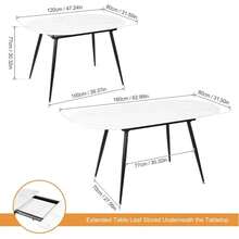 Dining Table And Chairs Set 4, Extendable Dining Table And 4 Upholstered Chairs, Marble Effect Table And Chairs For Living Room, Dining Room Set - 6 White Horizontal Line Chairs - View 5