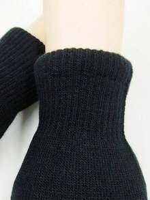 1双冬季保暖羊毛针织手套，加厚保暖，适合骑行、滑雪等户外活动，黑色全指针织手套，男女通用 - 彩色 - 查看 4