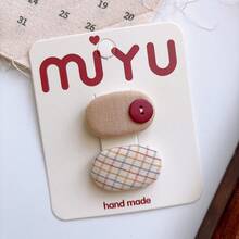 Korean Style Sweet Versatile Polka Bangs BB Clip Girls Oval Candy Color Side Hair Clip Hair Accessory - 2-格紋咖 - 查看 7