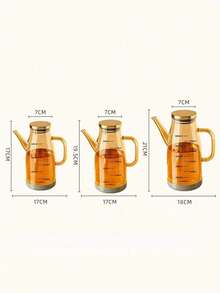 1 High Borosilicate Transparent Glass Oil Bottle With Lid, No Oil Leakage, No Sliding, Seasoning Bottle With Scale, Machine Washable, No PVC, Round Olive Oil Container, Suitable For Barbecue And Cooking, 1 Piece (20.29/27.05/33.81 Ounces)