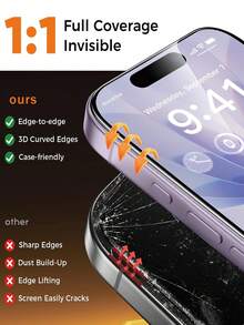 Bộ 2 miếng dán màn hình cường lực HD chống trầy xước và chống bụi, phủ toàn màn hình, tương thích với iPhone 17/ 17 Pro/17 Pro Max/16 Pro Max/15/14/ 13/12/ 11/XS/6/7/8 Plus/SE2/SE3. Quà tặng sinh nhật, gia đình, bạn bè. Miếng dán màn hình điện thoại, phụ kiện điện thoại chống nước, chống sốc, chống rơi, chống bám vân tay, phù hợp với ốp lưng điện thoại, trong suốt. - Trong sáng - Xem 3
