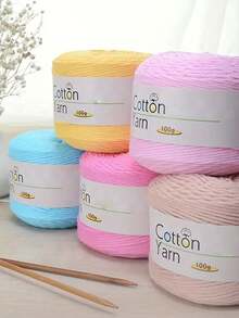 2pcs/Set 100% Cotton Yarn, 200g Total, Vibrant Colors, Lightweight Suitable For Knitting & Crochet Crafts, Ideal Starter Kit, 1pc 100g - Multicolor - View 3