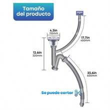 Kit de drenaje de fregadero de cocina de un tazn, kit de drenaje de fregadero de ahorro de espacio, kit de drenaje de fregadero de cocina universal - plateado + doble cañón - Ver 3