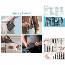 Kit de Manicura y Pedicura 36 en 1 de Acero Inoxidable - Profesional para Limpieza de Piel, Ideal para Viajar, para Hombres y Mujeres - Azul - Azul - Ver 2