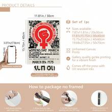 1 pieza Póster de lienzo, reimpresión del póster de un mitin político, póster del Día de la Mujer de marzo de 1975, arte de pared para sala de estar, decoración de pared para dormitorio, decoración del hogar, acentos de pared, arte de pared, decoración de pared, decoración de otoño, acentos de pared, decoración de habitación, moderno, citas