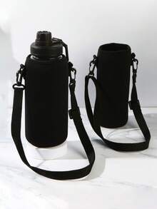 Nắp đậy cách nhiệt cho cốc, nắp đậy cách nhiệt dày cho bình nước, dây đeo, nắp bảo vệ bằng thủy tinh, nắp đậy cốc nước chống bỏng di động, 1 chiếc - màu đen - Xem 10