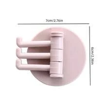 Gancho de pared de plástico de 3 brazos giratorios, instalación adhesiva sin taladro, soporte multiusos para toallas para baño, cocina, uso doméstico - sin electricidad