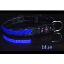 USB-C充电式防水发光狗项圈，可调节柔软尼龙网状LED狗项圈，6种灯光颜色可选，适合夜间遛狗 - 彩色 - 查看 13