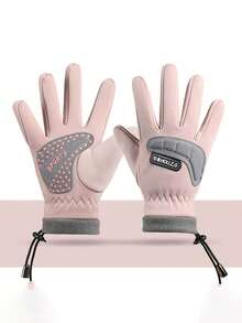 1双儿童加厚抓绒弹性复合材料户外手套，适合6-10岁男孩女孩滑雪、骑行、户外活动和度假保暖，滑雪手套，青少年冬季手套，防寒手套，雪地手套