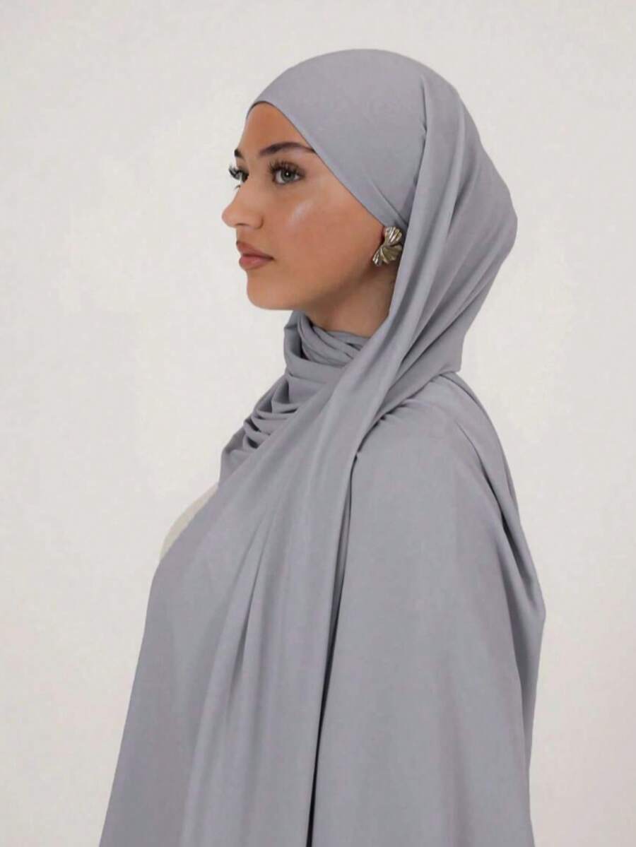 1pc New Style Large Size Jersey Hijab Shawl Soft Casual Solid Color Women Scarf
