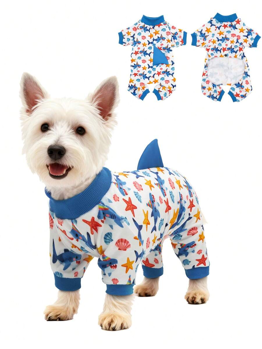 Thiết kế vây cá mập 3D! Áo khoác cho thú cưng in hình cá mập, ấm áp và thoải mái cho mùa thu/đông, phù hợp với chó nhỏ đến trung bình, giúp giảm rụng lông.