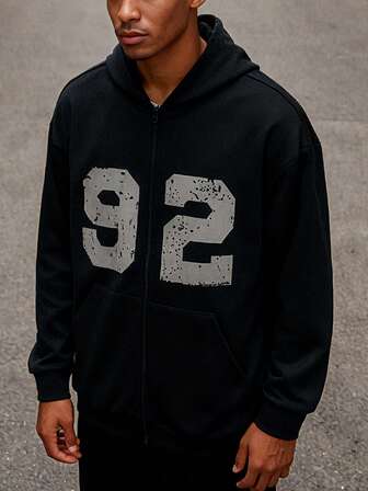 Men's Hooded Sweatshirt Sweatshirt, Fashion Printed Long Sleeve Kangaroo Pocket Casual Hoodie Top, Suitable For Autumn/Winter