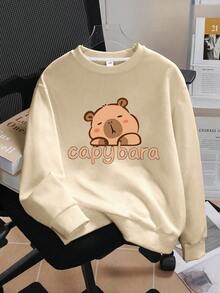 Girls' Two Pieces Casual Cute Cat Print Round Neck Sweatshirt And Heart Pattern Cuff Sweatpants, Pants, Autumn And Winter Clothes, Suitable For Shopping, Party, Sports, Travel, Party, School, Teenage Girls' Clothes, Girls' Clothes, Sports
