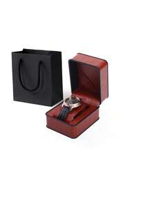 Caixa de relógio com 2 peças e bolsa de transporte, caixa de armazenamento de relógio minimalista, caixa de presente para relógio individual, caixa de armazenamento de joias, caixa de relógio de pulso, adequada para todos os estilos de relógios