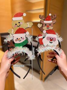 4/2/1pc Cute Shiny Christmas Headbands For Women, Designed With Santa Claus, Snowman, Reindeer And Other Christmas Elements, Adding Christmas And New Year Atmosphere, Suitable As Christmas And New Year Hair Accessory Gifts For Women