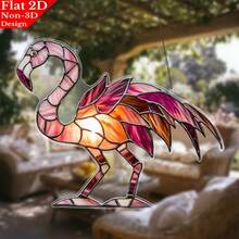 1 pieza Elegante atrapasol de vidrio con diseño de flamenco - Diseño acrílico 2D vibrante, perfecto para sala de estar, dormitorio, patio - Decoración colgante con tema tropical, regalo ideal para amantes de las aves, decoración de flamencos