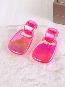 1 Pair Minimalist Candy Color Geometric Round Drop Earrings, Elegant Resin Earrings Jewelry Gift For Women, Girls, Suitable For Daily Wear, Party, Travel