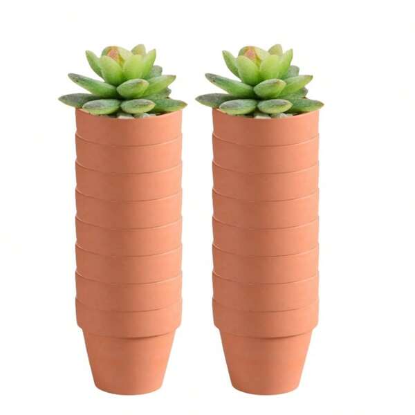 16 pezzi Mini vasi in argilla, piccoli vasi in terracotta da 3 pollici, mini vasi per fiori, vasi in ceramica per piante grasse, vasi per piante mini con foro di drenaggio per uso interno ed esterno, cactus, artigianato, matrimonio (rosso)