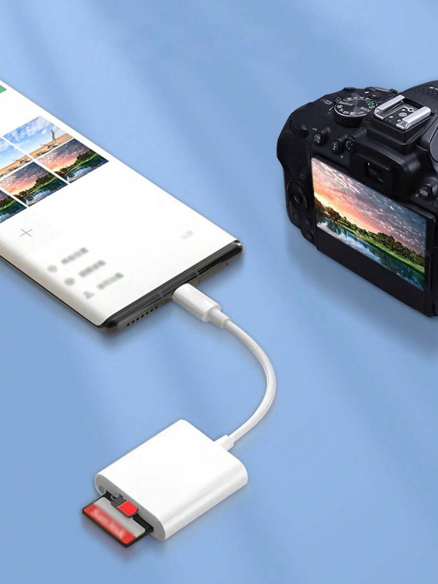 2-In-1 High Speed Card Reader, TF/SD Card Reader Converter With Type-C Interface, OTG Card Reader - White - View 1