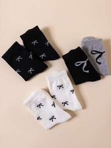 6 șosete cu fundiță decorativă până la jumătatea gambei, moi și confortabile, potrivite pentru birou, ținute casual sau în aer liber - 6 bucăți culori mixte - Vizualizare 8