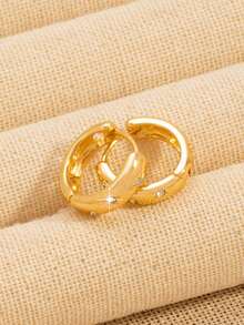 1 Pair Minimalist Luxury Round Circle Hoop Earrings, Design With Elegant Vibe - Gold - View 3
