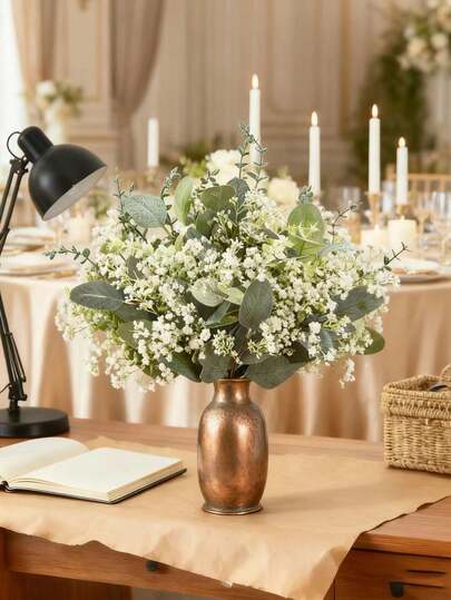 30 tallos de hojas de eucalipto con fruta, plantas verdes artificiales para decoración de bodas en jarrones, ramos, arreglos florales y decoración del hogar