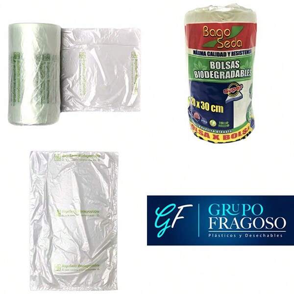 Bolsa Biodegradable 20x30cm RoadPro 1 Rollo 1000 Unidades Aprox. Calibre 25. Transparente Biodegradable WASTE BAG