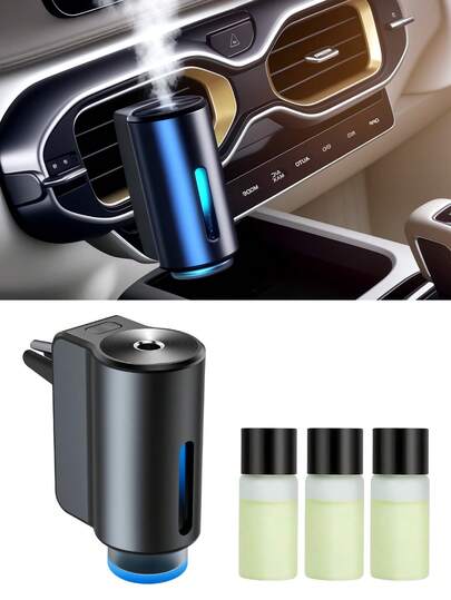 Difusor Aromático Inalámbrico Inteligente para Coche, Humidificador para Coche, 3 Botellas de Aceite aromático, Ambientador para Coche, Perfume,difusor para Auto,difusor Inteligente