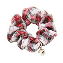 Korean Style Pearl Scrunchies - Fashion Floral Fabric Hair Ties Women - Korean Flower Accessoriesvalentine's Day RFC0 - 6-St-格子紅 - 查看 1