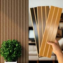 Kit Of 120 MDF Slatted Plates For Self-Adhesive Wall Decoration 45x11 - màu nâu - Xem 4