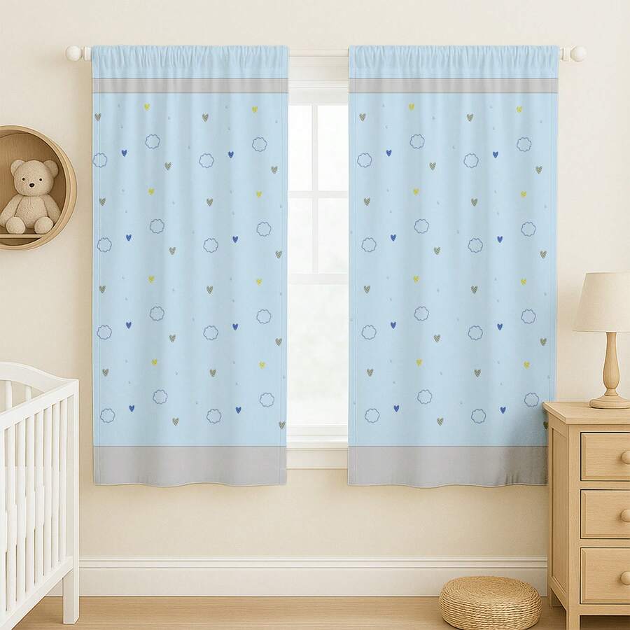 Sublimated Children's Curtain For Baby's Room 2.00x1.50m Boy And Girl Animals Various Prints - 藍雨之戀 - 查看 1