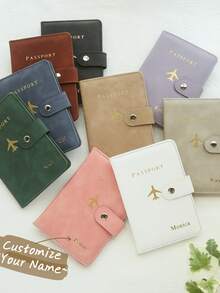 Takeoak 1个定制烫印姓名护照夹，配有时尚搭扣，可定制金色字母缩写姓名，采用纹理绒面革材质，是一款定制旅行配件，手工制作，优雅的证件卡，时尚旅行礼物，生日伴娘礼物，送给朋友的礼物，酒红色，字母，便携，多功能，多用途，大容量，实用，适合高中生、大学生、大一新生、大二学生、低年级学生，时尚秋季，展现魅力，新年魅力，旅行收纳包 - 均碼 - 查看 2