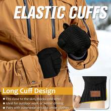 2-In-1 Convertible Fingerless Mittens For Men & Women - Warm, Touchscreen Compatible With 8 Fingers, Elastic Cuffs, High Elasticity & Anti-Skid Leather - Ideal For Winter Outdoor Activities, Daily Use - màu đen - Xem 6