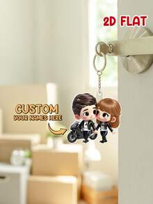 Catygift Personalisierter Acryl-Schlüsselanhänger für Paar, individuelles Paar-Geschenk für Jahrestage, einzigartiges Geschenk mit Namen, 2D Flachdesign