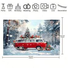 1 حافلة قديمة حمراء ديكور عيد الميلاد خلفية، مشهد غابة شتوية مع هدايا، ديكور عيد عام للحفلات، قماش للتصوير الداخلي والخارجي بدون كهرباء، لوازم حفلات، متوفر بأحجام متعددة - متعدد الألوان - مشاهدة 15