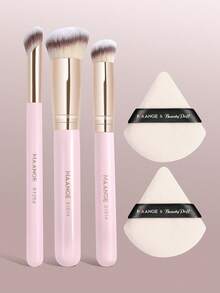 MAANGE 5件套化妆刷套装，3支化妆刷+2个化妆海绵，粉底刷，遮瑕刷，柔软刷毛，化妆工具，旅行必备，圣诞礼物，化妆刷套装，化妆刷套装，化妆刷套装，化妆刷套装，全套化妆工具，化妆刷套装，化妆刷礼盒套装 - 粉色 - 查看 10