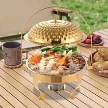 Gold Stove, Hanging Lid Dining Stove, Diamond Hanging Lid Stove For Buffet, Party , Camping,Chafing Dish, - Gold - View 3